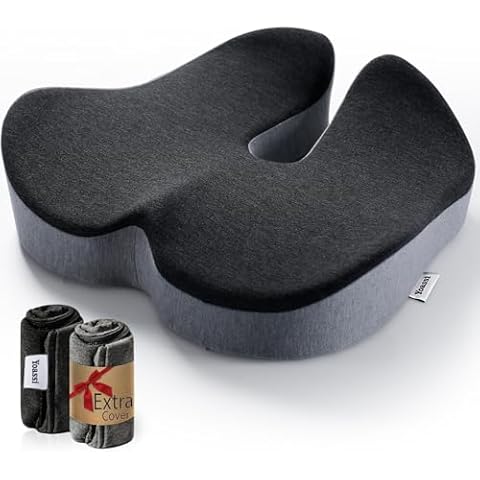 Yoassi Large Size Seat Cushion, Chair Cushions, Office Chair Cushions, Thick Memory Foam Cushions Comes with Extra Replacement Cushion Cover Cover