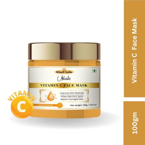 Image of Utkristh Khadi Vitamin C Face Mask 100 gm | Pure & Ayurvedic | For Pigmentation & Dark Spots | Brightens & Even Out Skin Tone for Glowing Skin | All Skin Types | Face Mask for Men & Women