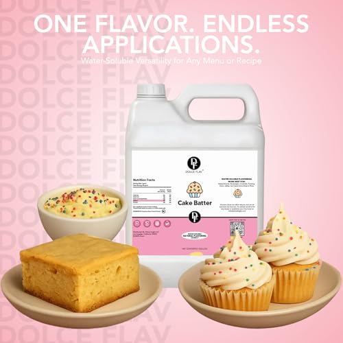 Image of Dolce Flav Cake Batter Flavoring - 32 Ounce Water-Soluble Kosher, Sugar-Free, Concentrated Cake Batter Flavor for Frosting, Cupcakes & Ice Cream
