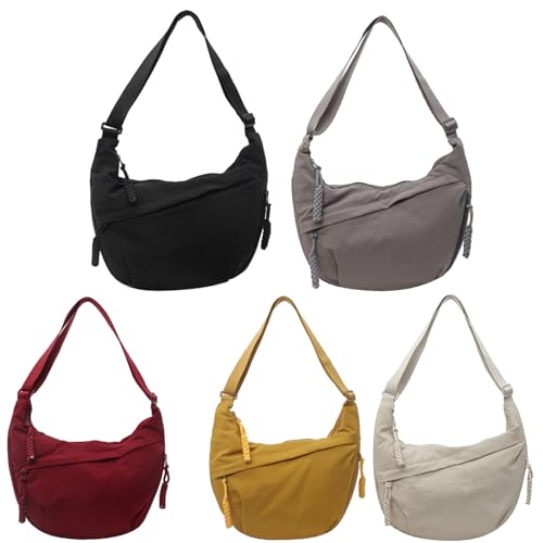 Regularlyk Crossbody Bag, 2025 New Plain Color Nylon Crescent Crossbody Bag for Women, Large Capacity2