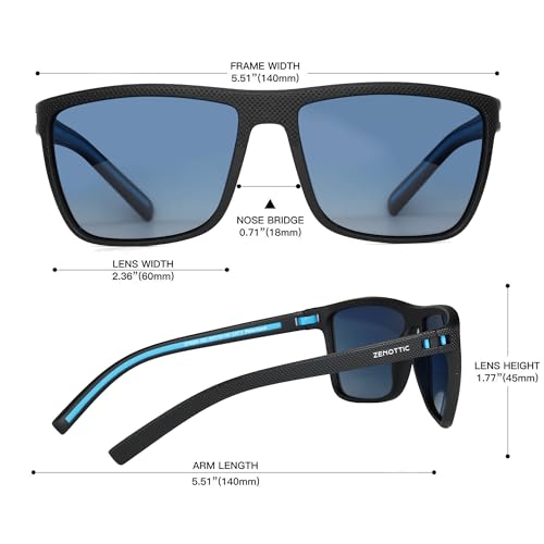 Image of ZENOTTIC Polarized Sunglasses for Men Lightweight TR90 Frame UV400 Protection Square Sun Glasses