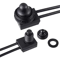 EPLZON 12V Wasserdichter Druckschalter AN/AUS SPST Schalter mit 4,5'' Leitungen für Wohnmobil/Motorrad/Auto KP-107(Packung mit 2 Stück,Schwarz)