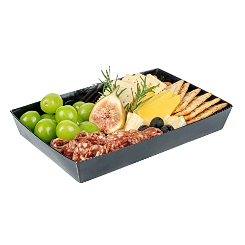 Restaurantware-Matsuri Vision 9 x 6 x 1.5 Inch Large Sushi Trays, 100 Greaseproof Sushi Packaging Boxes - Lids Sold Separately, Disposable, Black Paper Containers, For Entrees Or Desserts
