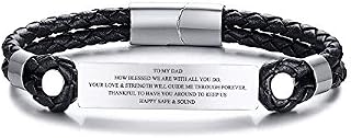 VNOX Stainless Steel to My Son/DAD,BF/Husband Courage Inpsirational Wristband Leather Bracelets for Men, Birthday Gifts to Son BF,Husband,Dad