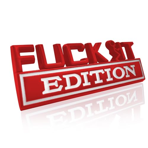 Image of Fuck IT Edition Emblem, Car Exterior Emblems Badge 3D Sticker Decal, Fuck-IT Edition Emblem 3D Fender Badge Decal, 3D Fender Badge Decal Car Truck Replacement, Fit for All Cars (Red White)