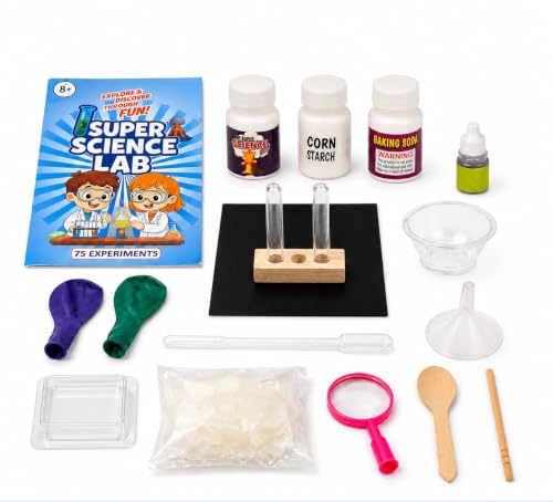 Image of Super Science Lab Kit for Kids, 75 Experiments STEM Educational Science Kit with Equipment, Chemicals and Instruction Manual, Age 8 Years+
