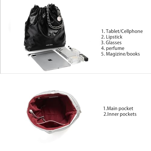 Image of JACD Crossbody Bags for Women Trendy Vegan Leather Shoulder Bag Small Work Bags Drawstring Handbag Purses Travel Bucket Bag