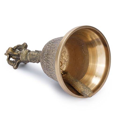 Cloche de méditation bouddhiste faite main en laiton de 14,2 cm - 4