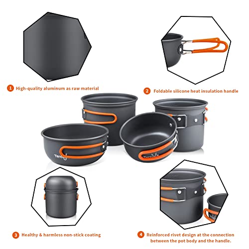 Tentock Camping Kochgeschirr Set Aluminium Kochset Outdoor Ultraleicht Camping Topf Pfanne Set Tragbar Camping Geschirr… - Image 3