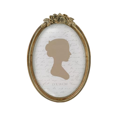 Sunlit Vintage Picture Frame 5x7 Inch, Oval Antique Photo Frames with Glass Front, Luxury Photo Display, Tabletop Wall Hanging, Gift Ideas, Bronze Rose