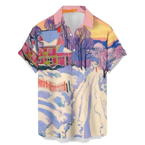 Chemise hawaïenne homme parfaite pour le camping et les soirées d'été avec peinture d'art
