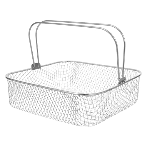 ledmomo エアフライヤー用ステンレス製メッシュバスケット 揚げ物用深型バスケット ハンドル付き 揚げ油切れ良好 食洗機対応 家 業務用フラ