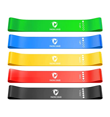 Pacific Craze Resistance Bands for Working Out Exercise Loop Bands with Resistance Levels and Carry Bag Set of 5 Workout Bands for Men, Women, Gym, Yoga and Training