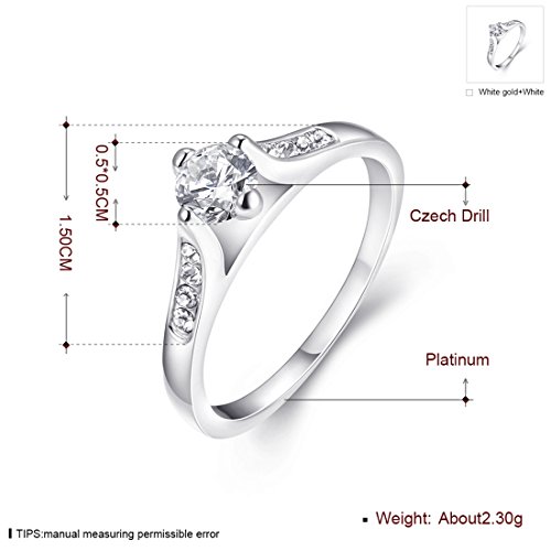 [Eternity Love] Women's Pretty 18K White Gold Plated Solitaire CZ Stone Engagement Rings Best Promise Rings for Her Anniversary Crystal Wedding Bands Collection Jewelry Rings2