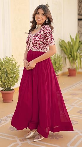 Image of Fashion Basket Georgette Embroidered Anarkali Gown for Women