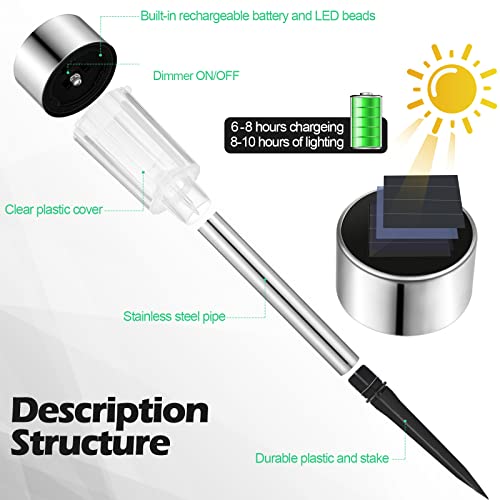 Oleitodh 30 Pack Solar Pathway Lights Outdoor Led Landscape Lighting Solar Powered Waterproof Stainless Steel Garden Lights Bulk All Weather For Yard Patio Walkway Lawn Decoration White #TOP2