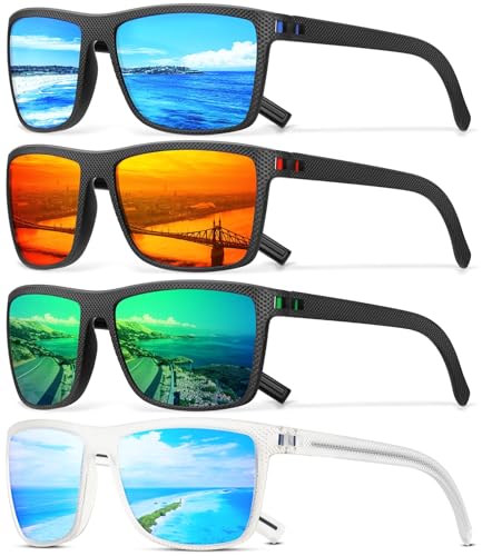 Image of Square Polarized Sunglasses for Men Vintage Style Driving Travel Sun Glasses Lightweight Frame UV Protection Eyewear