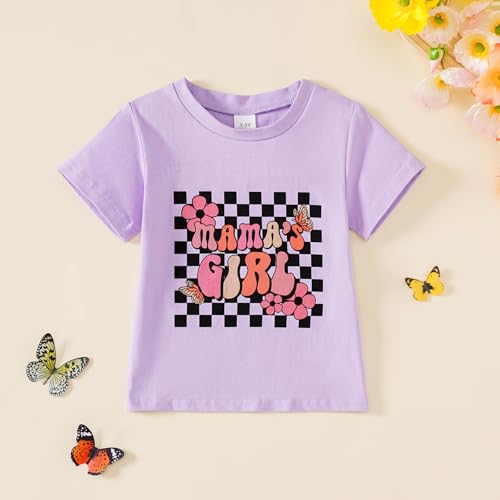 Image of Little Girl Shirts Mama's Girl Tee Shirt Top Summer Short Sleeve Clothes 2-7 Years