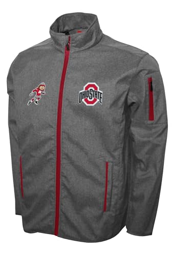 2Bhip NCAA Ohio State Buckeyes Mens Gray Softshell Full Zip Jacket Fall Coat With Pockets & Reflective Print