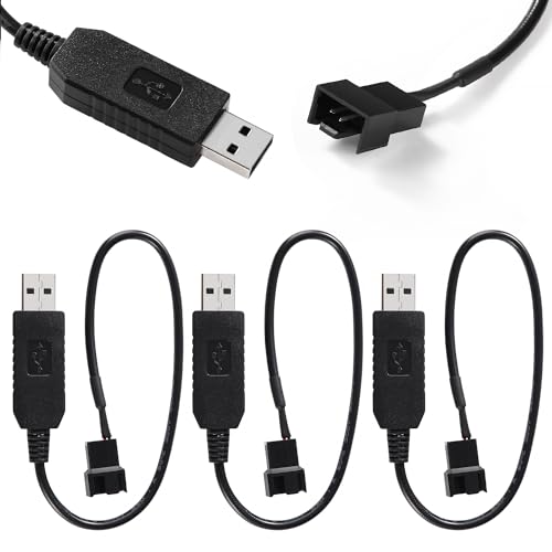 KUOQIY 3 Piezas 32cm Full Speed 12V Voltage Step-Up USB a 3 Pines/4 Pines Cable Conector Adaptador de Ventilador, Cables de Ventilador USB a 3 Pines/4 Pines