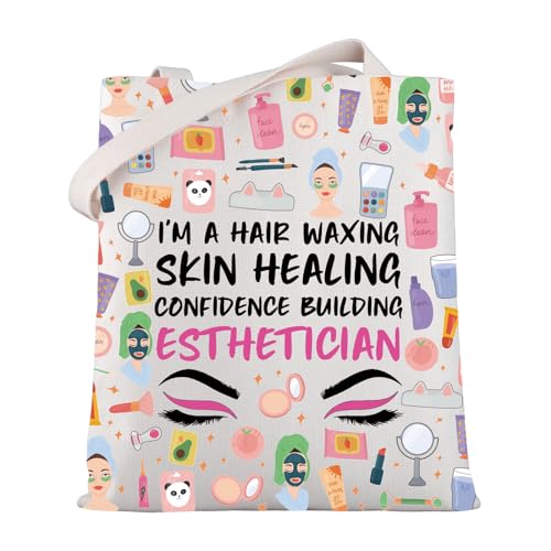 WSNANG Esthetician Gifts Esthetician Canvas Tote Bag Beautician Shopping Bag Beauty Artist Gift