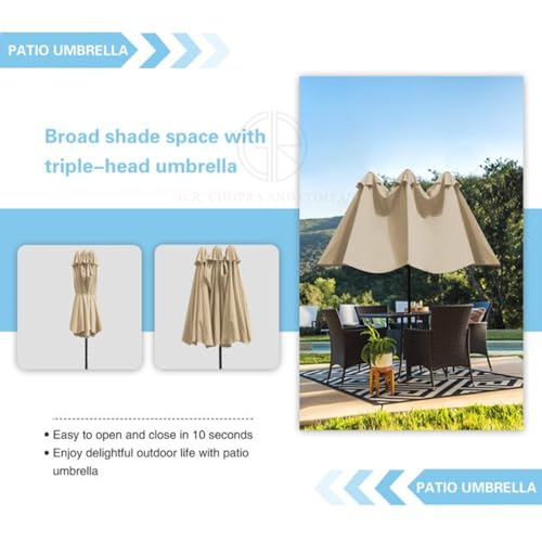 Image of 15ft Large Outdoor Umbrella Double-Sided Patio Umbrella with 65 Kgs Movable Stand, Crank Handle, 12 Ribs Rectangular Garden Umbrella for Patio Graden, Poolside, Terrace, Cafe and Hotels