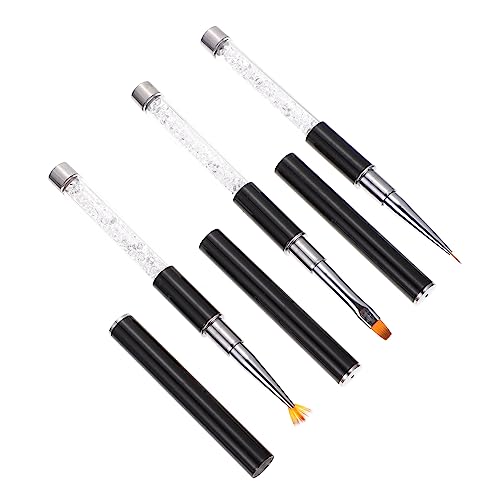 Healeved 3pcs Nail Art Brush for Manicure Rod Tools for Nail Decoration Includes Liner Fan and Detail Brushes for Home and Salon Use