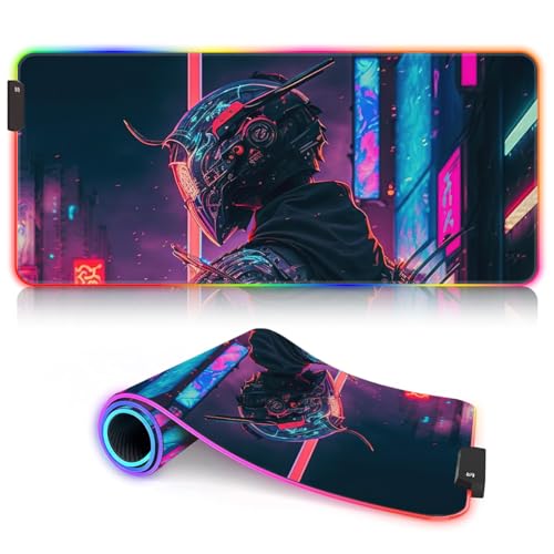 XL Extended Large Mouse Mat Warrior bear RGB Keyboard Extended Large Mouse Pad XL (31.5 x 11.8 x 0.12 inches) Large Gaming Mouse Pad Mat 9 static colors and 3 dynamic