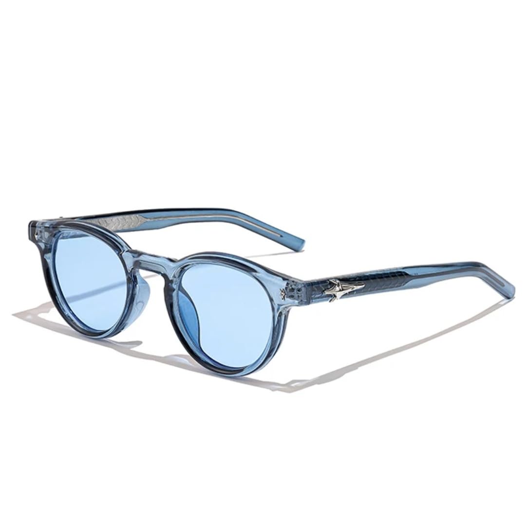 Occhiali da sole da uomo alla moda con protezione solare UV400, montatura circolare personalizzabile e di tendenza, ideali come regalo.