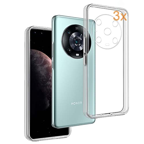 REY 3X Funda Carcasa Gel Transparente para Honor MAGIC4 Pro 5G, Ultra Fina 0,33mm, Silicona TPU de Alta Resistencia y Flexibilidad