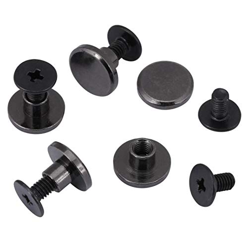 20 Sets Chicago Screws, Black Leather Rivets Screw Rivets Flat Fillister Book Binding Posts for DIY Leather Craft(8mm) - Image 2