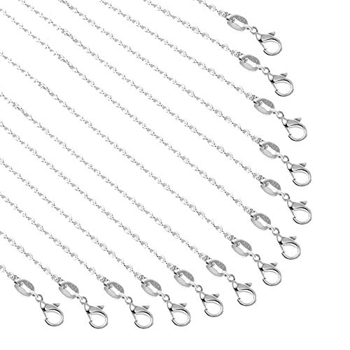 50 Pack Silver Plated Necklace Chains Cable Chain Bulk for Jewelry Making, (18 Inches)