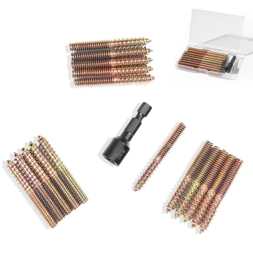 Image of 16PCS 1 /4 inch-20 x 2 Hanger Bolts Kit & 1PCS 1 /4 inch-20 Hanger Bolt Driver