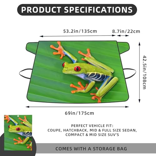 Protector para parabrisas de automóvil con ranas decorativas para proteger de nieve e hielo 5