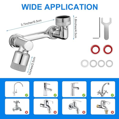 Image of 1080 Multifunctional Rotating Splash Proof Filter Extender Faucet Aerator 2 Water Outlet Modes Swivel Robotic Arm Adapter for Bathroom Kitchen Faucet for Kitchen sink faucet