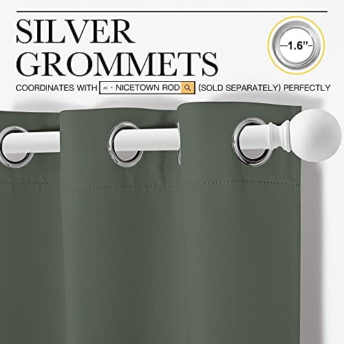 Image of NICETOWN Blackout Curtain Panels, Dark Mallard, 1 Pair, 42 by 78-Inch, Home Decoration Thermal Insulated Solid Grommet Blackout Drape for Dining Room