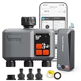 johgee Timer Irrigazione WiFi 3 Vie con Tecnologia RF 300M, Centralina Irrigazione WiFi, Compatibile con Alexa & App, Temporizzatore Irrigazione con 2 modalità & Ritardo Pioggia per Giardino, Prato