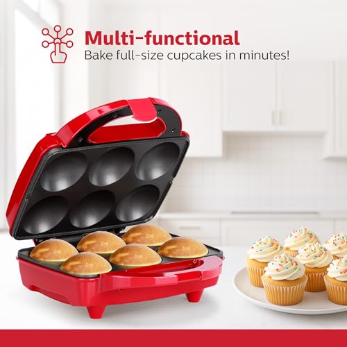 Holstein Housewares HF-09013R Cupcake Maker, Stainless Steel, Red