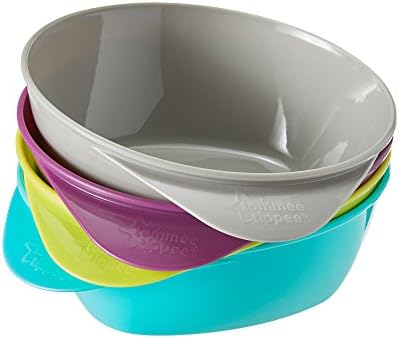 Tommee Tippee Easi Scoop Baby Feeding Bowls with Triangular Base and Ergonomic Handle, Stackable, Pack of 4