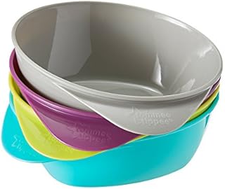 Tommee Tippee Easi Scoop Baby Feeding Bowls with Triangular Base and Ergonomic Handle, Stackable, Pack of 4