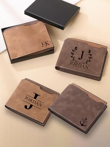 Custom Wallets for Men Personalized Leather Wallets for Mens Engraved Wallets Personalized Gifts for Men Dad Husband Birthday Anniversaries Father's Day2