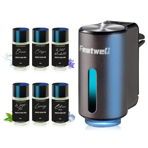 Featwell Car Air Freshener, Three Adjustable Modes Intelligent Aroma Diffuser, Rechargeable Car Diffuser Air Freshener, Grey