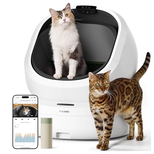 PETLIBRO Luma selbstreinigende Katzentoilette mit KI-Kamera, automatische Katzentoilette mit Geruchskontrolle, Multi-Katzen-Erkennung, App-Tracking und offenem Design, Weiß, 59L x 57B x 69,5H cm