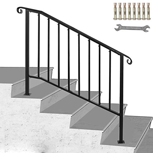 Happybuy Handrail Picket #3 Fits 3 or 4 Steps Matte Black Stair Rail
