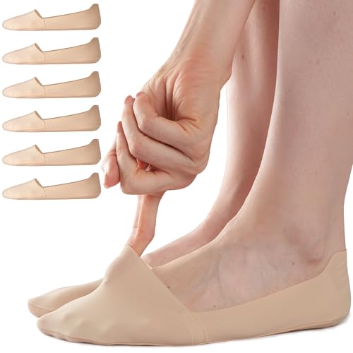 Sofier No Show Socks Womens, Non Slip Low Cut 6 Pairs Thin Silky Dress Footies Liner Invisible Socks Flats Loafers Sneakers（Nude*6