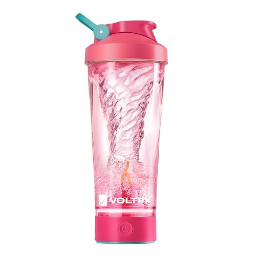 Image of VOLTRX VortexBoost Electric Shaker Bottle, USB C Rechargeable Protein Shake Mixer, Shaker Cups for Protein Shakes and Meal Replacement Shakes, BPA-Free, Made with Tritan, Candy Pink, 24oz
