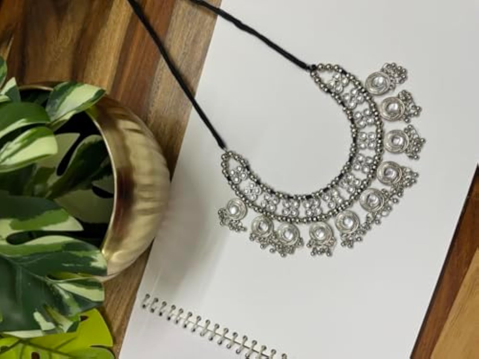 Oxidised Traditional Necklace Fashion Artificial Jewellery Set with Earrings