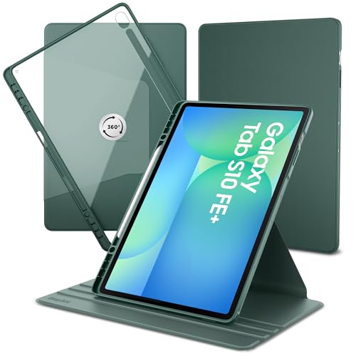 Protection Galaxy Tab S10 FE+ antichoc avec porte-stylo et coque rotative 13.1" Vert