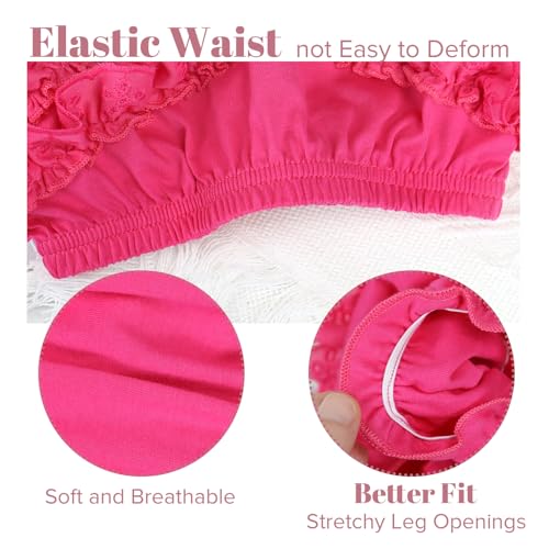 5 Piece Set of Ruffled Lace Bloomer Diaper Covers for Baby Girls Cotton Toddler Shorts Underwear2