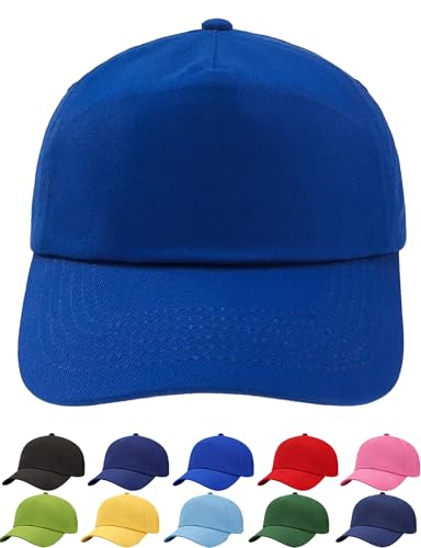 4sold Junior 100% Baumwolle 5 Panel Cap Unisex Jungen Mädchen Mütze Baseball Cap Hut Kinder Kappe Snapback Baseballcap Kappe Einfarbig Sonnenschutz Sonnenhut Basecap Einstellbar Baseballkappe Kinder